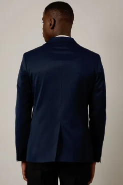 Veste de Smoking Bleu Marine Coupe Ajustée Col Cranté