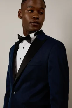 Veste de Smoking Bleu Marine Coupe Ajustée Col Cranté