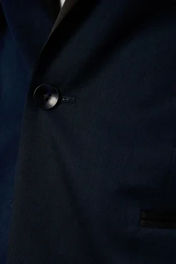 Veste de Smoking Bleu Marine Coupe Ajustée Col Cranté