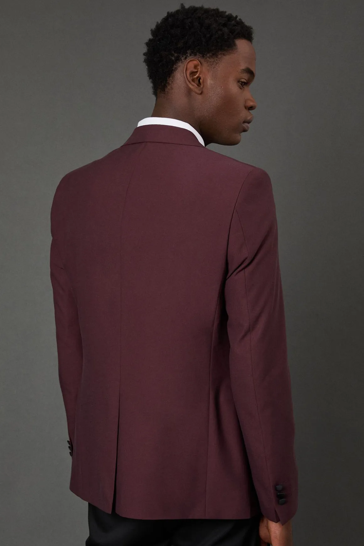 Veste de Smoking Bordeaux à Col Châle Coupe Ajustée