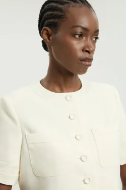 Veste De Smoking Courte En Satin À Manches Courtes