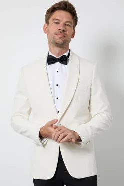 Veste De Smoking Ivoire Col Châle Coupe Ajustée