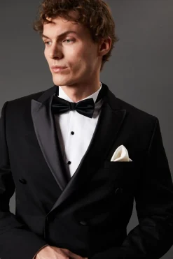 Veste de Smoking Noire à Double Boutonnage