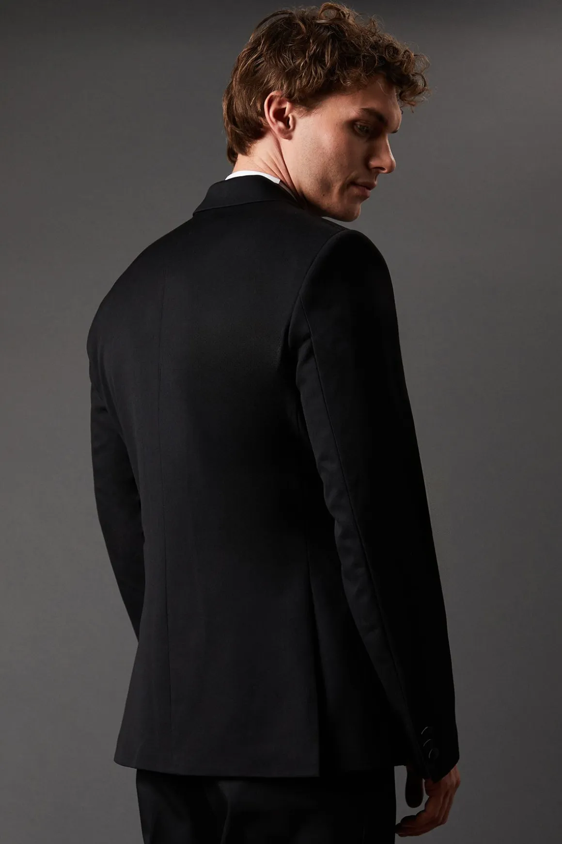 Veste de Smoking Noire à Double Boutonnage