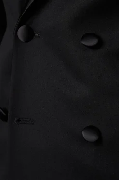 Veste de Smoking Noire à Double Boutonnage