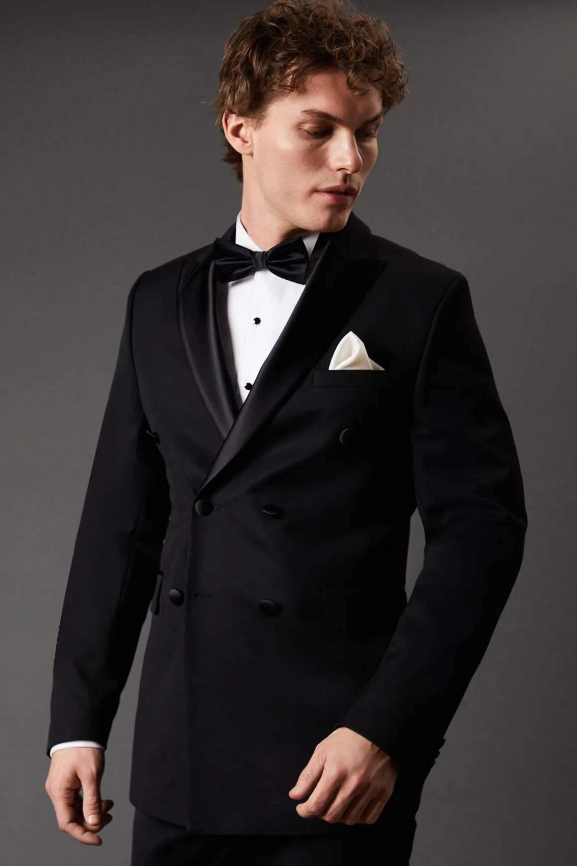Veste de Smoking Noire à Double Boutonnage