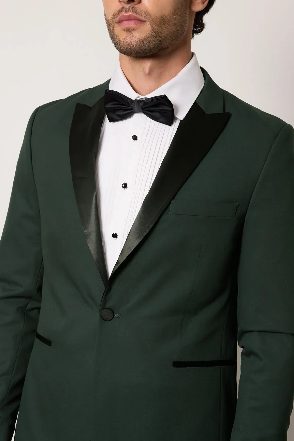 Veste de Smoking Vert Foncé Coupe Ajustée Col Cranté