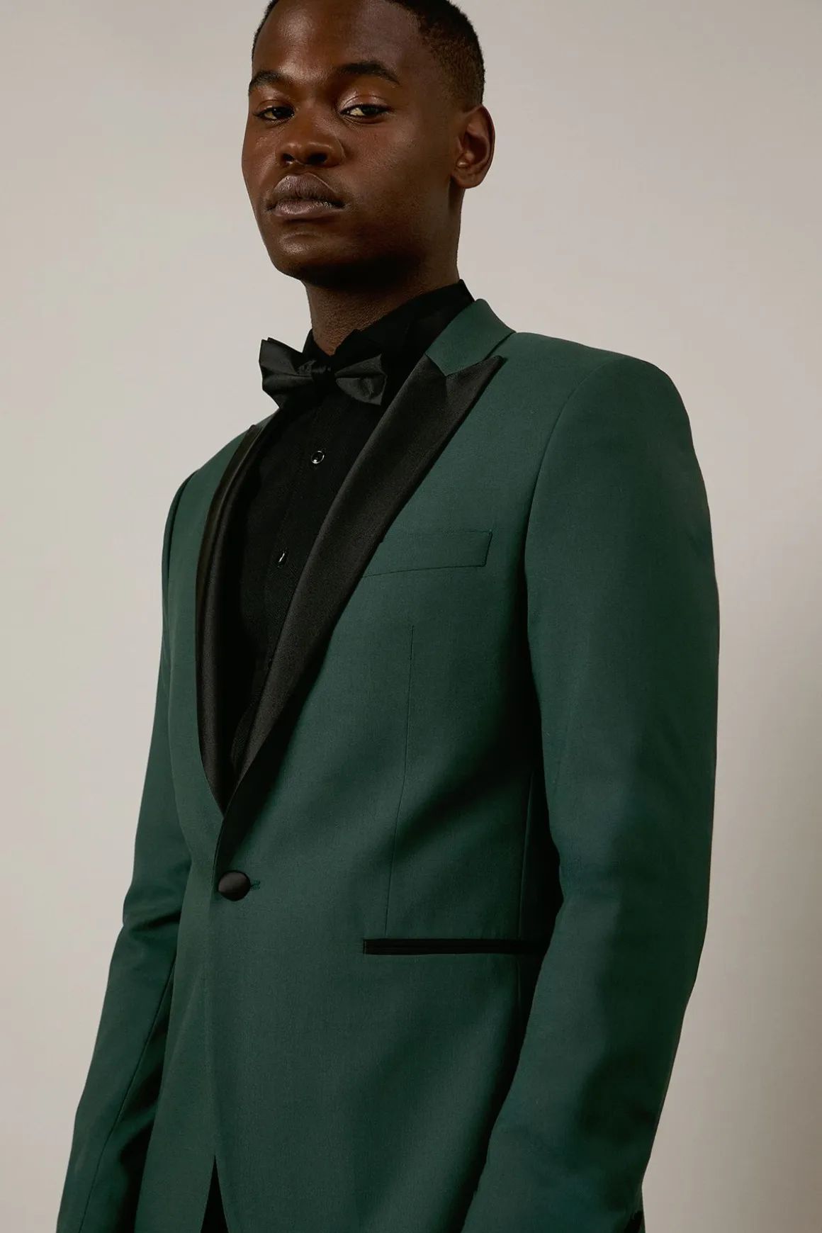 Veste de Smoking Vert Foncé Coupe Ajustée Col Cranté