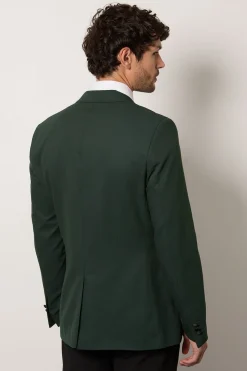Veste de Smoking Vert Foncé Coupe Ajustée Col Cranté