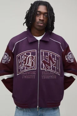 boohooMAN Veste De Style Universitaire Certifiée À Col Coupe Regular<Homme Vestes & Manteaux Grande Taille|Tout Afficher