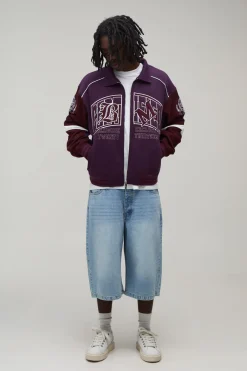 boohooMAN Veste De Style Universitaire Certifiée À Col Coupe Regular<Homme Vestes & Manteaux Grande Taille|Tout Afficher