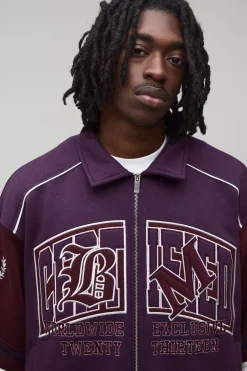boohooMAN Veste De Style Universitaire Certifiée À Col Coupe Regular<Homme Vestes & Manteaux Grande Taille|Tout Afficher