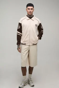 boohooMAN Veste De Style Universitaire En Jersey À Blocs De Couleur Avec Col Et Coupe Ample Tall<Homme Tout Afficher|Vestes & Manteaux Tall