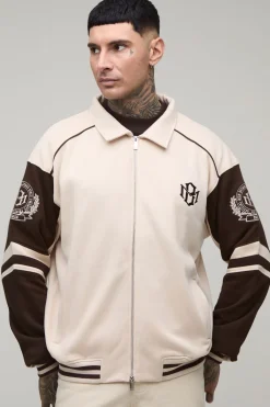boohooMAN Veste De Style Universitaire En Jersey À Blocs De Couleur Avec Col Et Coupe Ample Tall<Homme Tout Afficher|Vestes & Manteaux Tall