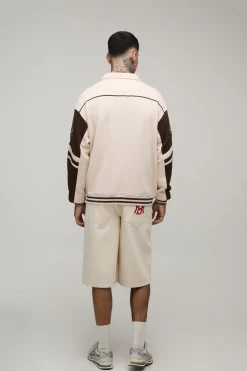 boohooMAN Veste De Style Universitaire En Jersey À Blocs De Couleur Avec Col Et Coupe Ample Tall<Homme Tout Afficher|Vestes & Manteaux Tall