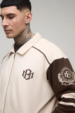 boohooMAN Veste De Style Universitaire En Jersey À Blocs De Couleur Avec Col Et Coupe Ample Tall<Homme Tout Afficher|Vestes & Manteaux Tall