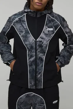 boohooMAN Veste De Survêtement À Casynthétiqueche Coupe Regular En Nylon Avec Blocs De Couleur Et Passepoil<Homme Vestes & Manteaux Grande Taille|Tout Afficher