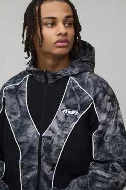 boohooMAN Veste De Survêtement À Casynthétiqueche Coupe Regular En Nylon Avec Blocs De Couleur Et Passepoil<Homme Vestes & Manteaux Grande Taille|Tout Afficher