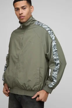boohooMAN Veste de survêtement en nylon à coupe régulière, avec panneaux en satin et manches froncées<Homme Manteaux Et Vestes