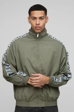 boohooMAN Veste de survêtement en nylon à coupe régulière, avec panneaux en satin et manches froncées<Homme Manteaux Et Vestes