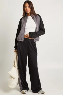 Veste de survêtement en tricot à panneaux contrastés