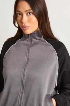 Veste de survêtement en tricot à panneaux contrastés