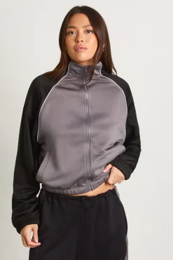 Veste de survêtement en tricot à panneaux contrastés