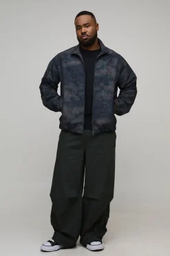 Veste De Survêtement Grande Taille Col Montant Ripstop Camouflage
