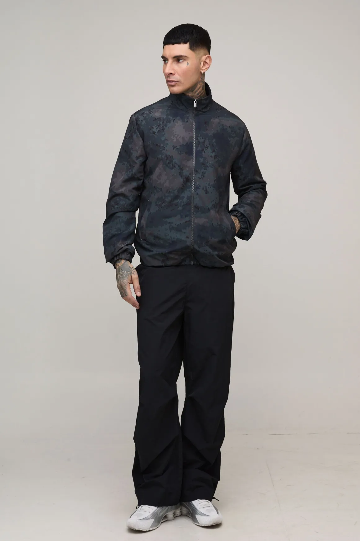 Veste De Survêtement Haute À Col Montant En Ripstop Camouflage