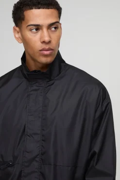 boohooMAN Veste de Survêtement Oversize Brillante à Col Montant<Homme Manteaux Et Vestes