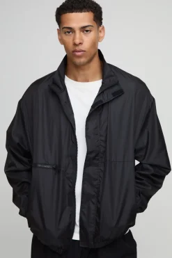 boohooMAN Veste de Survêtement Oversize Brillante à Col Montant<Homme Manteaux Et Vestes