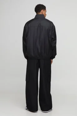 boohooMAN Veste de Survêtement Oversize Brillante à Col Montant<Homme Manteaux Et Vestes
