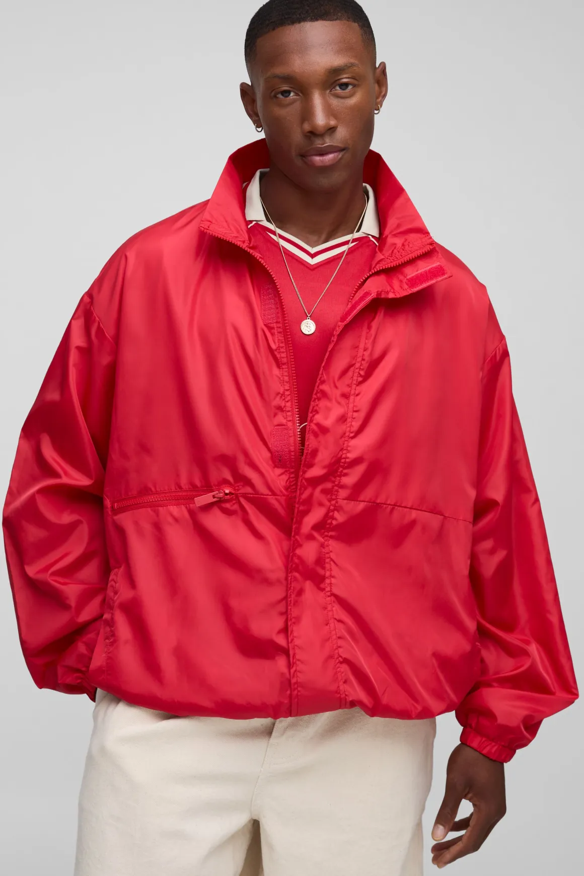 Veste de survêtement oversize à col tunnel haute brillance