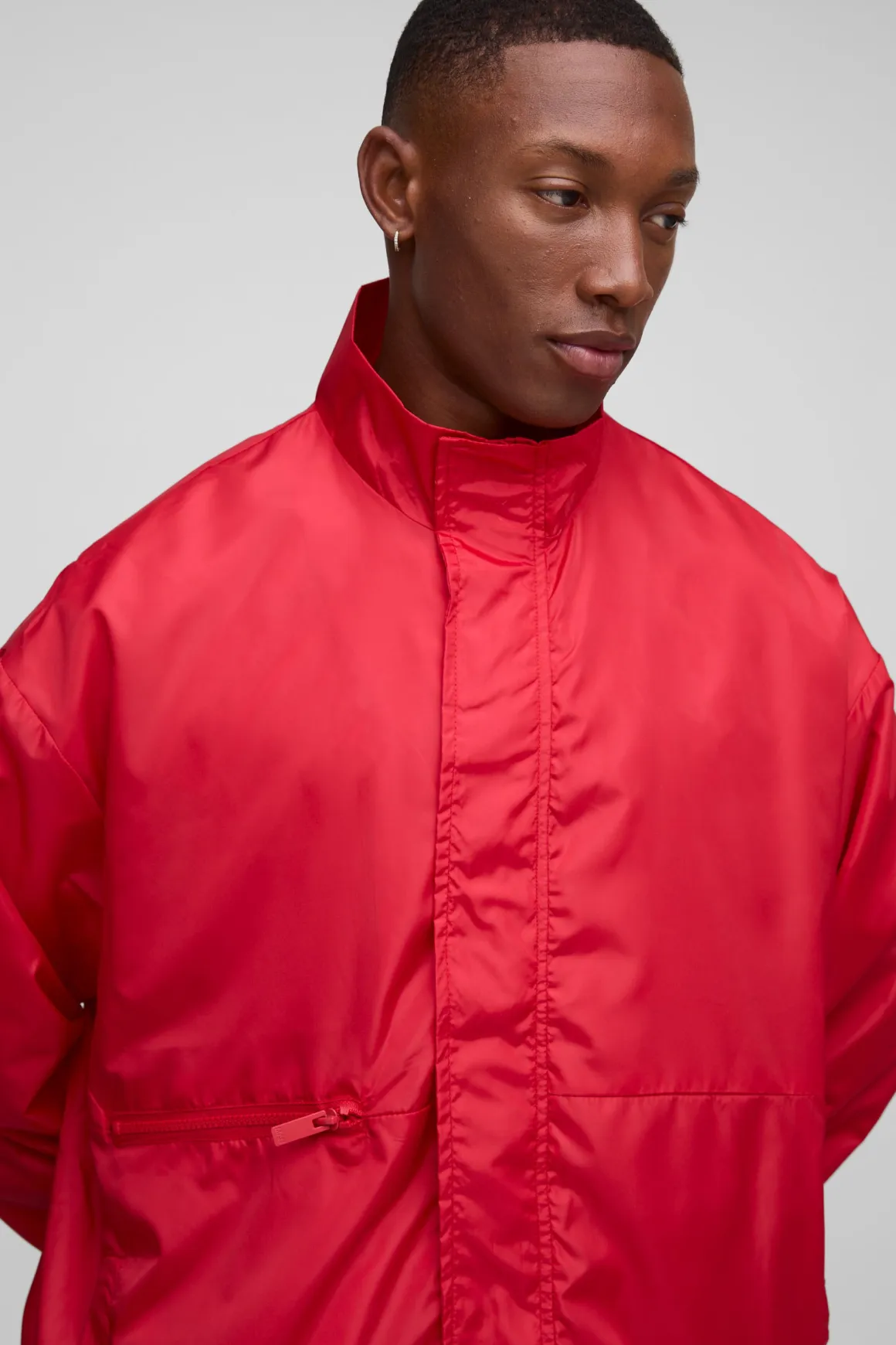 Veste de survêtement oversize à col tunnel haute brillance