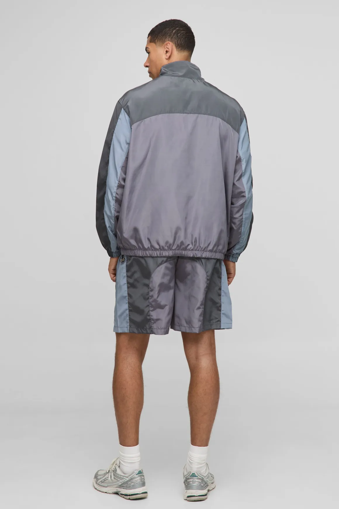 Veste de survêtement pour homme, coupe régulière, en nylon, à blocs de couleur