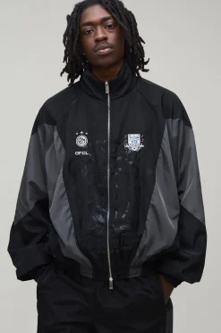 Veste de Survêtement Surdimensionnée à Col Cheminée Circa 98 Écusson Color Block