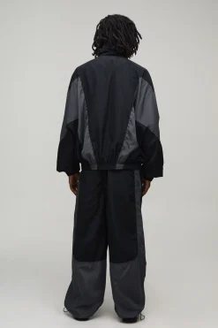 Veste de Survêtement Surdimensionnée à Col Cheminée Circa 98 Écusson Color Block