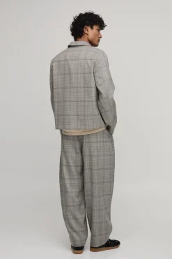 Veste De Tailleur Coordonnée Coupe Boxy À Carreaux