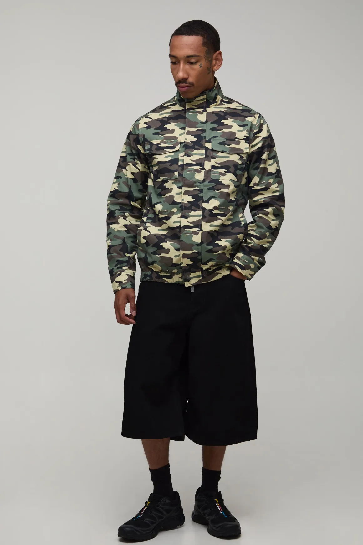 Veste De Terrain En Sergé Camouflage Coupe Regular
