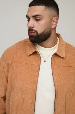 boohooMAN Veste de travail boxy décontractée en velours côtelé plus lavée<Homme Denim|Tout Afficher