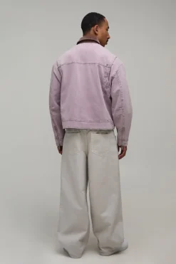 boohooMAN Veste De Travail Coupe Ample Col Velours Côtelé Contrastant<Homme Manteaux Et Vestes