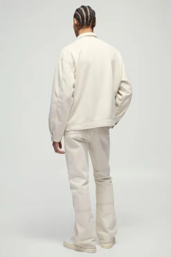 Veste de travail d'ouvrier surdimensionnée en faux suède croc à col