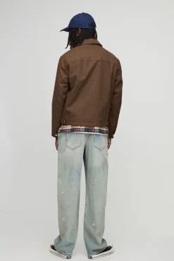 boohooMAN Veste de travail en sergé à col contrasté, coupe régulière<Homme Manteaux Et Vestes