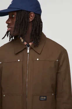 boohooMAN Veste de travail en sergé à col contrasté, coupe régulière<Homme Manteaux Et Vestes