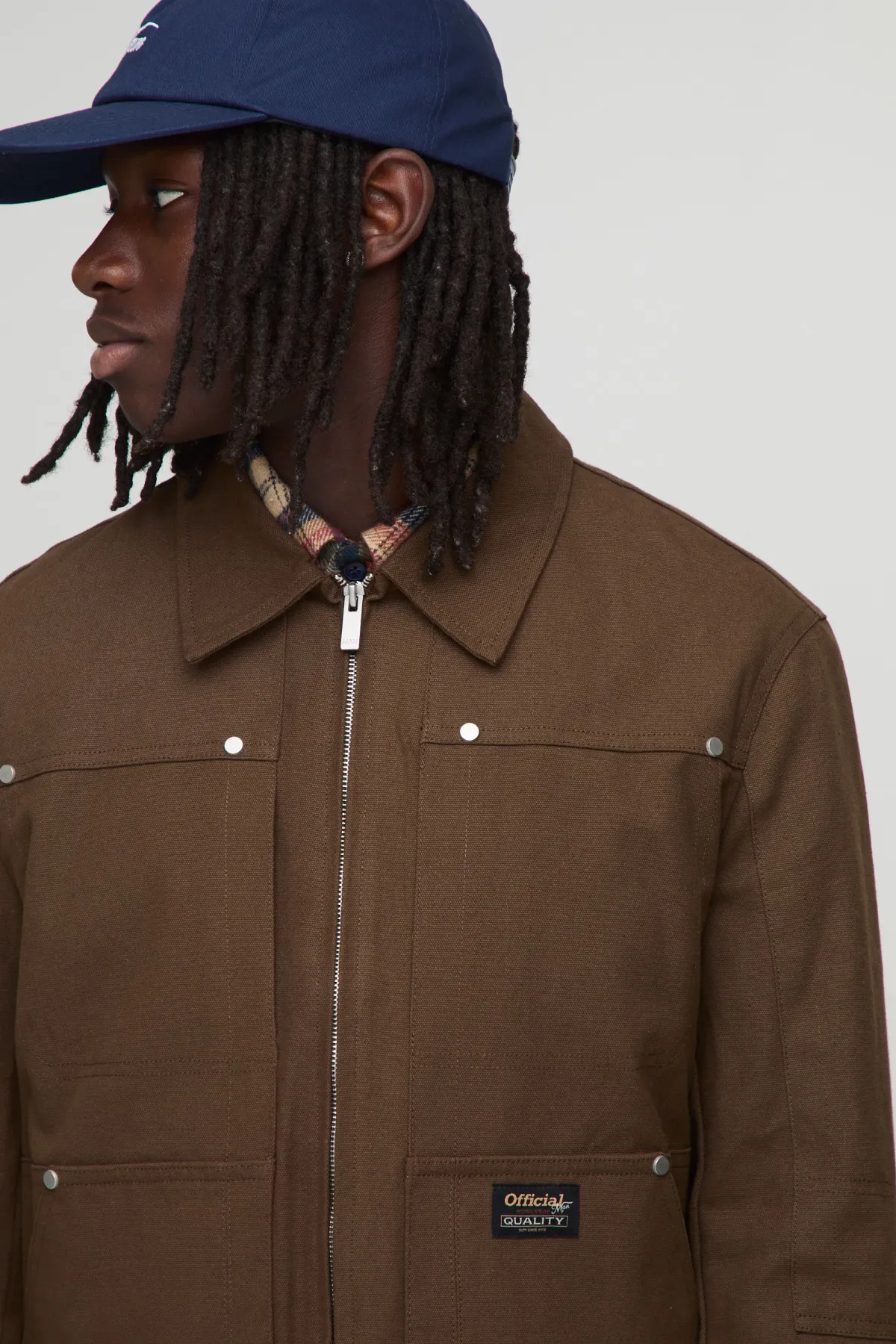 boohooMAN Veste de travail en sergé à col contrasté, coupe régulière<Homme Manteaux Et Vestes