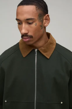 Veste De Travail En Sergé Coupe Regular À Col Contrastant En Synthétique