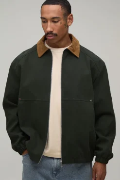 Veste De Travail En Sergé Coupe Regular À Col Contrastant En Synthétique