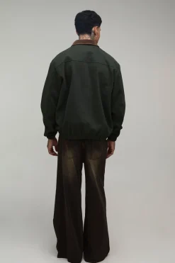 boohooMAN Veste De Travail Haute En Twill Coupe Regular À Col En Synthétique Contrastant<Homme Tout Afficher|Vestes & Manteaux Tall