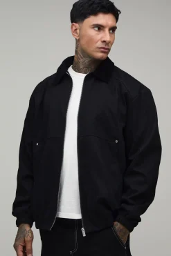 Veste De Travail Haute En Twill Coupe Régulière Avec Col Contrasté En Synthétique