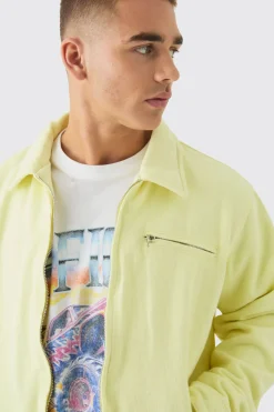 Veste de travailleur en sergé matelassé lavé en jaune